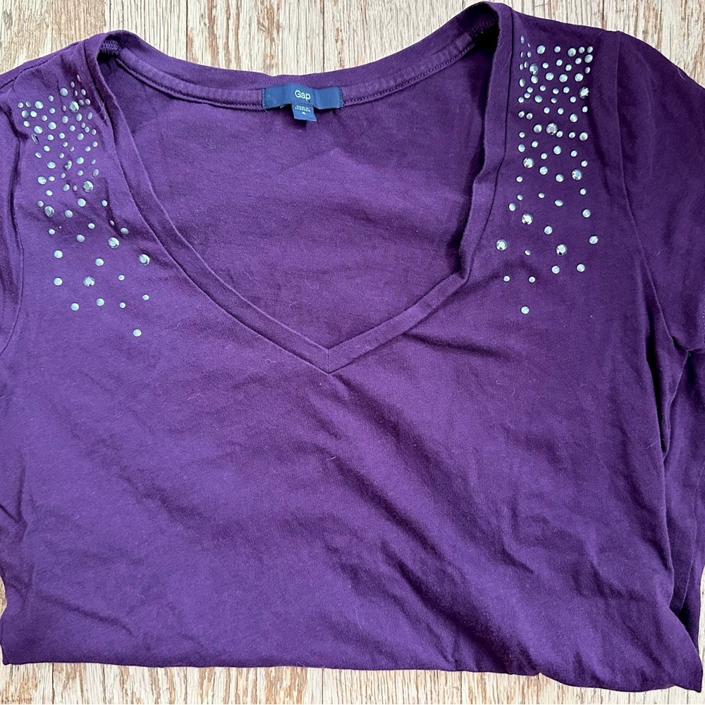 GAP Women's Deep Purple Studded Tee